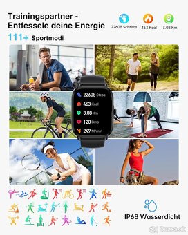 Chytré hodinky P72 – 1,85" - volanie, IP68, čierné - 12