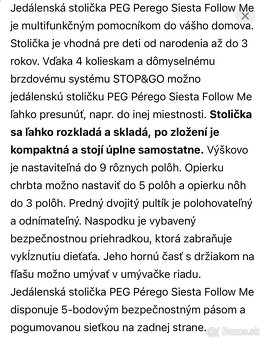 PEG PEREGO Siesta Follow Me Ice detská jedalenská stolička p - 12