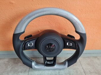 VOLANT VOLKSWAGEN R LINE GTI - KOZA / BIELY KARBON / BORDOVY - 12