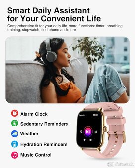 Chytré hodinky P72 – 1,85" - volanie, IP68, ružové - 12