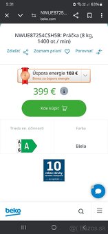 Beko parná práčka nová - 12
