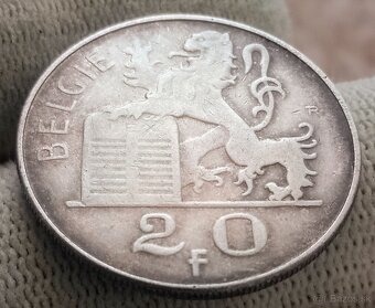 Strieborné 20 franky Belgicka. - 12