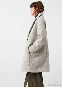 Mango Oversized béžový dámsky kabát strih coccoon XS 34 - 12