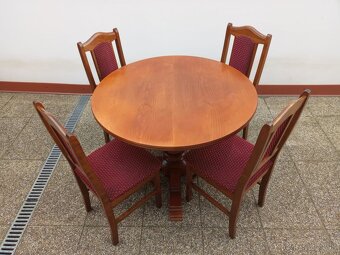 Rustikální jídelní set, rozkládací stůl, 6 židlí, masív - 12