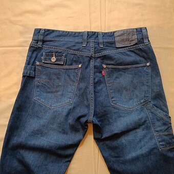Rare Levis modré rovné džínsy rifle straight jeans 33x34 - 12