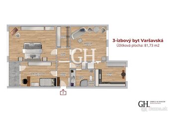 REZERVOVANÉ - VARŠAVSKÁ - Priestranný 3-izbový byt (82m²) -  - 12