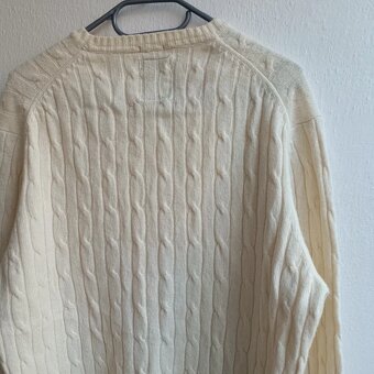 Sacoor Brothers krémový vlnený pletený sveter cable knit XL - 12