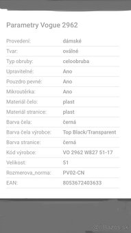 Predám nové dioptrické okuliare - rám VOGUE model 2962 - 12