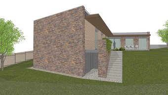 slnečný stavebný pozemok Badín - Na Dielnici s projektom RD - 12