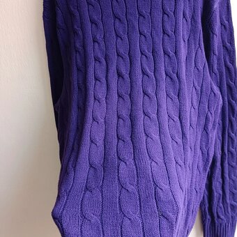 POLO Ralph Lauren fialový pletený sveter cable knit L - 12