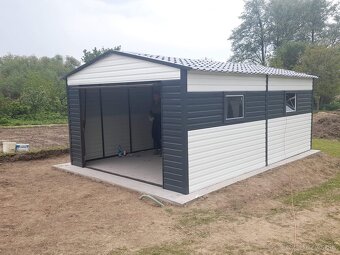 Plechová garáž ELEGANT 4×6 m | RAL 7016 + RAL 9010 | Sedlová - 12