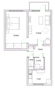 2 izbový byt v CENTRE- kompletná rekonštrukcia - 12