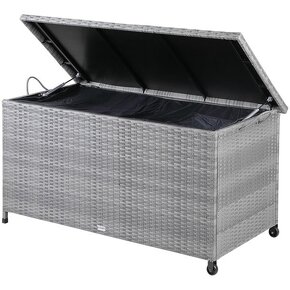 Záhradný úložný ratanový box s kolieskami 4 farby - 12