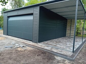 Plechová garáž 5,8 × 6 m + bočný prístrešok 2,5 m | SPG_0004 - 12