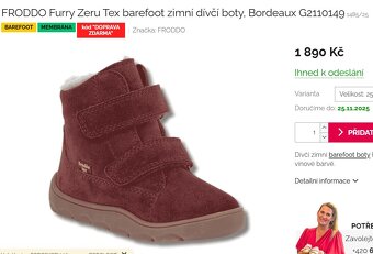 Zimné detské barefoot topánky Froddo, bordové zateplené, 22 - 12