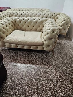 CHESTERFIELD ŠTÝL-CALIA ITALY,KOŽENÁ SEDAČKA 3+2+1,NEROZŤ. - 12