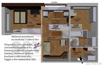 PRIESTRANNÝ 2i byt BB / KARPATSKÁ / 64 m2 / LOGGIA / VÝHĽAD - 12