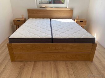 Dubová posteľ - úložný priestor, výklopné rošty - 12