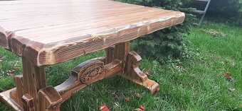 Drevený stôl 160×90 +6 stolićkov do vinnice - 12