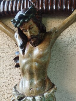 Drevený kríž stará  ručná rezba - 12