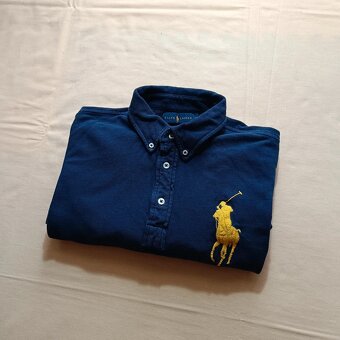 Vintage y2k Ralph Lauren modrá polokošeľa s dlhým rukávom M - 12