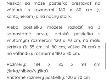 Postieľka s prebaľovacím pultom a úložným priestorom - 12