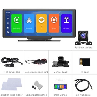 Android Auto obrazovka 9,3 Prenosné CarPlay + Cuv Kamera - 12