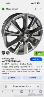 Komplet letnú sadu alu Škoda MATTERHORN 5x112 225/50 R17. - 12