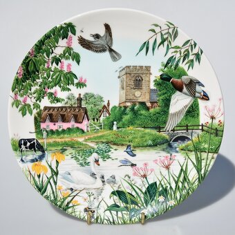 nádherné veľké porcelánové taniere s prírodnou panorámou - 12