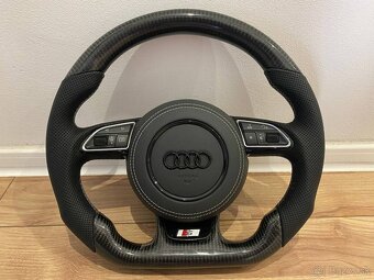 AUDI VOLANT KARBONOVY - zkoseny - karbon - perforovana koža - 12
