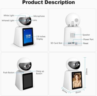 WiFi monitorovacia kamera s displejom SriHome - 12