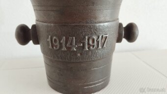 Starý válečný litinový mažiar s dělom a rokem 1914-1917 +tlo - 12