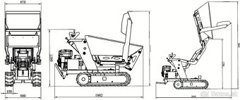 Pásový dumper 800 kg – zvedací korba, motor B & S - 12