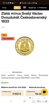 Zlatá minca, 2 DUKÁT, 1933, Svätováclavský dvojdukát - 12