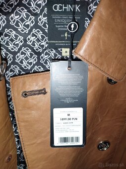 nový koňakový kožený kabát veľ. M - 12