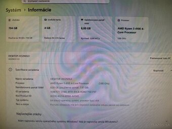 Herný počítač Ryzen 3 4100 / 8 GB / RX 570 4 GB / 250gb SSD - 12