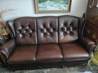 Celokožená sedacia súprava chesterfield - 12