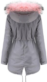 Šedá vetrovka s ružovou kožušinkou - 12