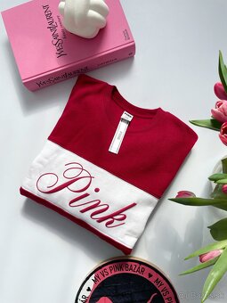 Victoria’s Secret PINK bordovo biela mikina S - 12