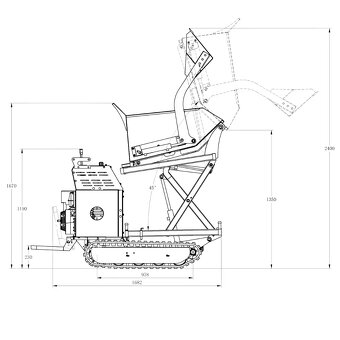 Pásový dumper 500 kg – zvedací korba, motor B & S - 12