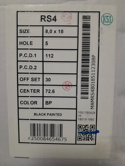 Alu disky R18 5x112 Et30 8J MAM RS4 BP škoda Seat Audi Vw - 12