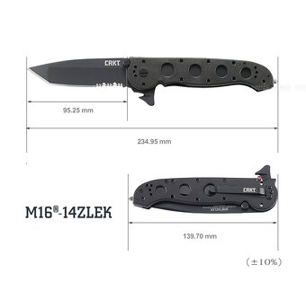 Zatvárací nôž CRKT M16-04ZLEK Tanto Blackout (nový) - 12