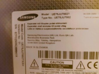 Samsung UE75JU7002T Smart 4K 3D Ultra HD HBB TV - 12