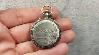 Staré stříbrné kapesní malované hodinky, PACKETOU IHNED - 12