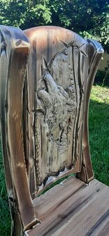 Drevený stôl Poľovnicke motivy 90×200cm+10stoliček - 12