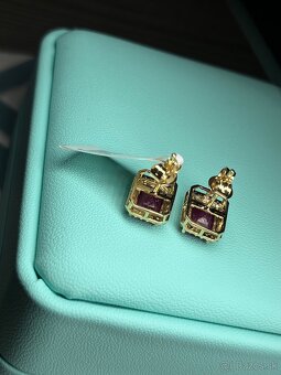 Rubinove nausnice 14k zlato s diamantami IGI - 12