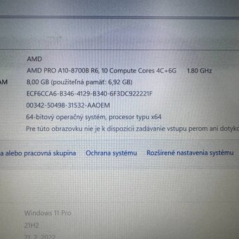 Notebook 14" HP.AMD PRO A10-8700B 4x1,80GHz.8gb ram.SSD 256 - 12