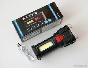 LED Baterka 5x LED + COB LED, 4 režimy, mico USB nabíjanie - 12