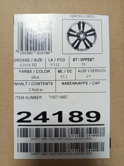 Alu disky Seat R16 5x112 Et33 6.5J Volkswagen Škoda Audi - 12