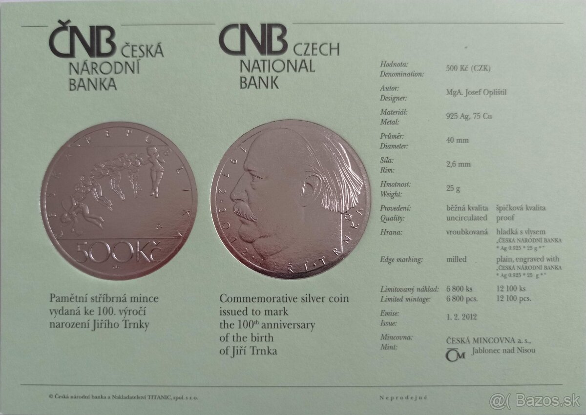 500 korún - PROOF / BK - ČNB - AG 925 - 13